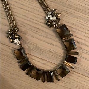 J.CREW SQUARE CRYSTAL + FLORAL ACCENTS NECKLACE